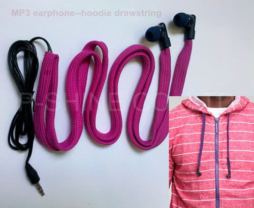 washable drawcord earphones for hoodie